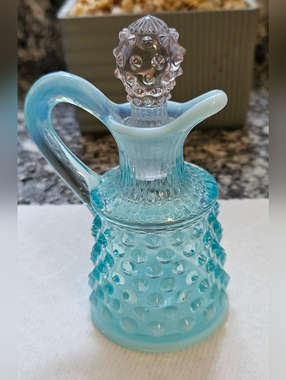 Opalescent Hobnail Fenton Cruet